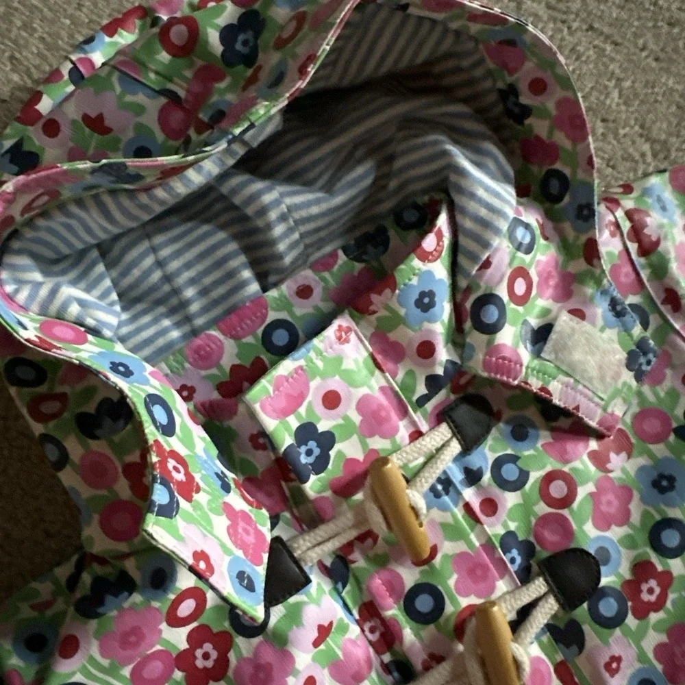 JoJo Maman Bebe Kids Bright Flower Print Waterproof Rain Jacket Coat 6-12 Months